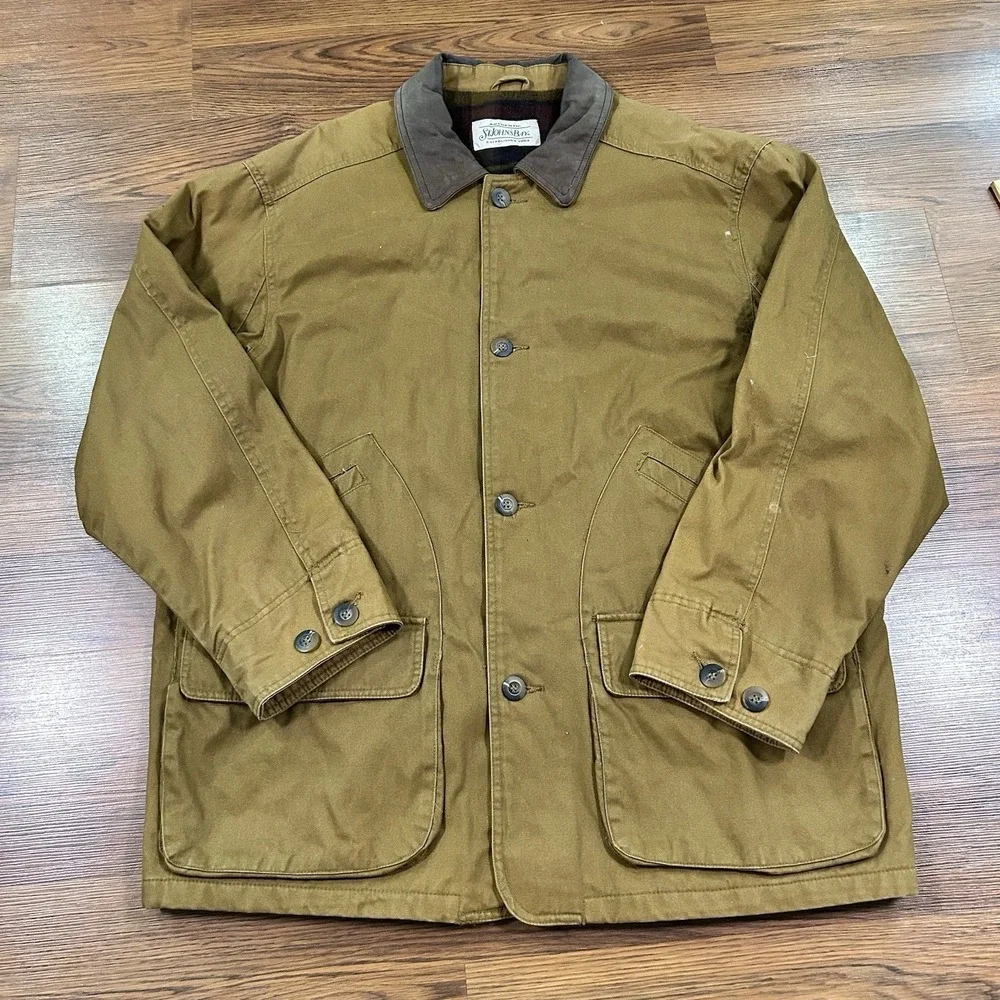 St Johns Bay Barn Coat Chore Jacket Men's XL Brown Flannel Lined Insulated